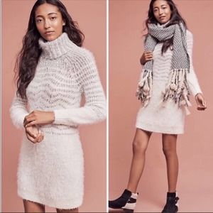 Anthropologie Sleeping on Snow Eyelash Sweater Dress Turtleneck Medium